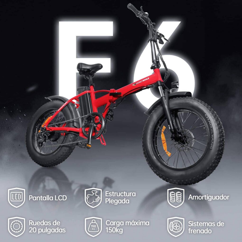Bicicleta Eléctrica Plegable Honey Whale F6 Rojo