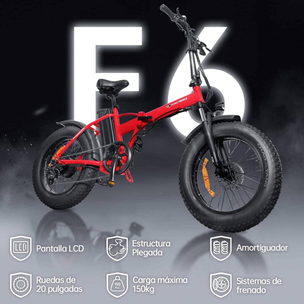 Bicicleta Eléctrica Plegable Honey Whale F6 Rojo