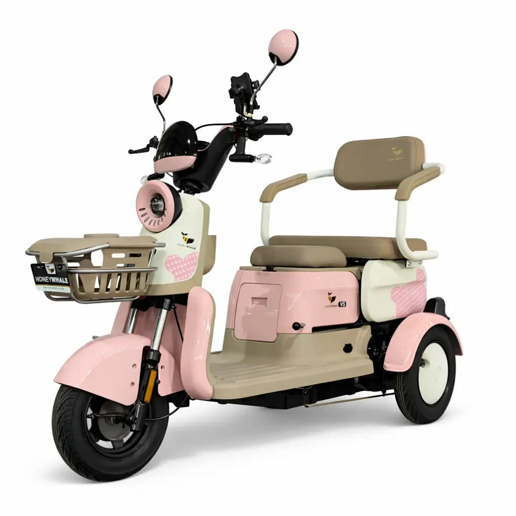 trimoto-eléctrica-honey-whale-V5-rosa